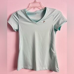 Fila Women’s Sport/Yoga/Gym Top, Small, Mint Green, V Neck, Short Sleeves